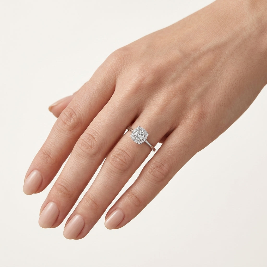 Regal Diamond Ring White Gold Diamond II worn by model - Vicenza Miami