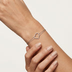 Diamond Heart Double Chain Bracelet worn by model - Vicenza Miami