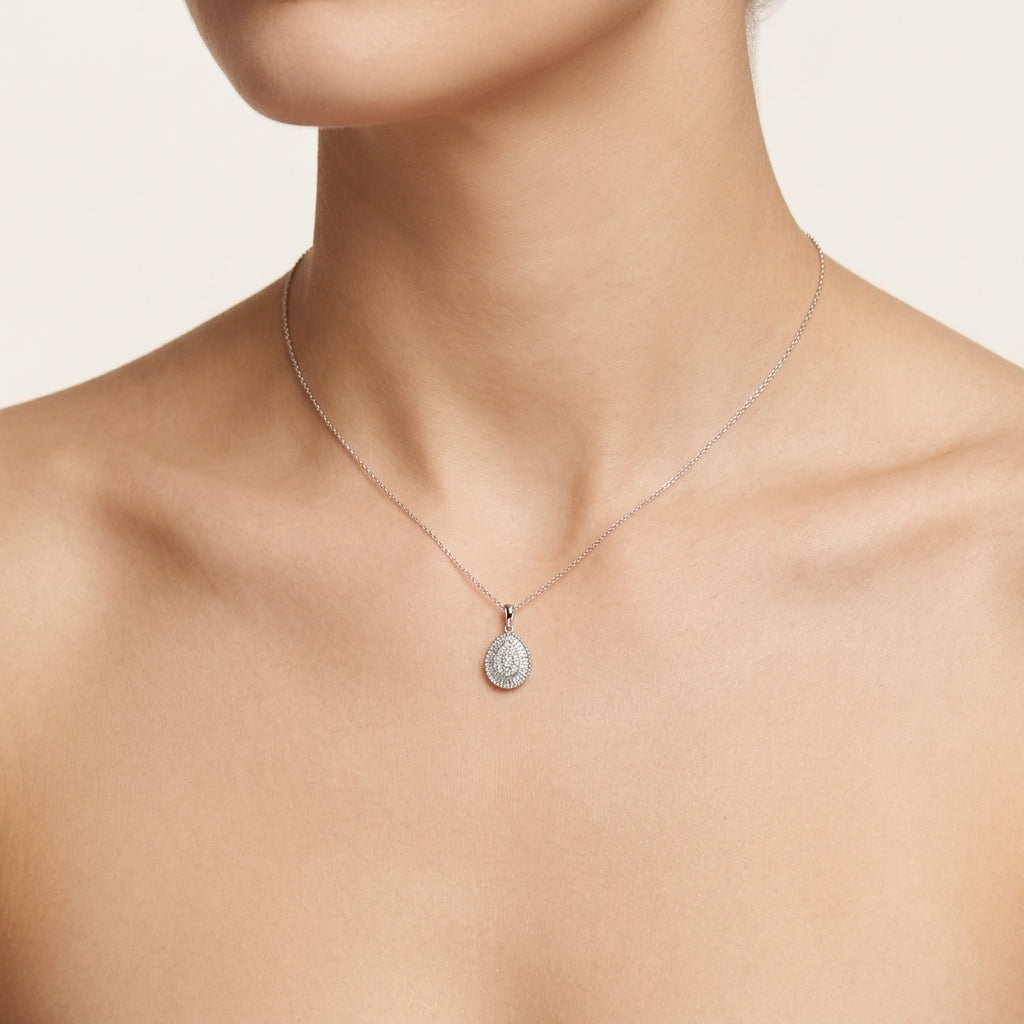 Magnificent Diamond Pendant worn by model - Vicenza Miami