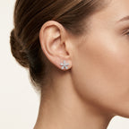 Dainty Earring White Gold Diamond worn by model - Vicenza Miami