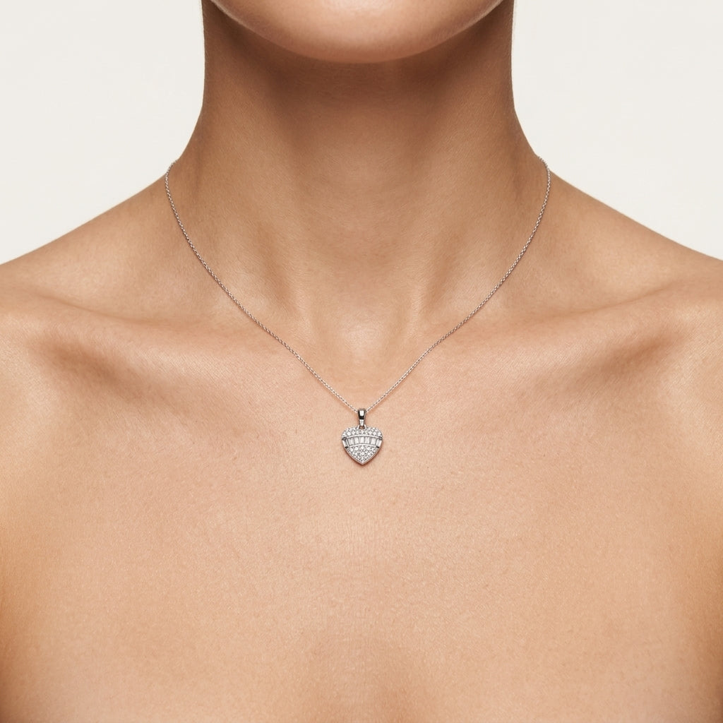 Statement Diamond Pendant worn by model - Vicenza Miami