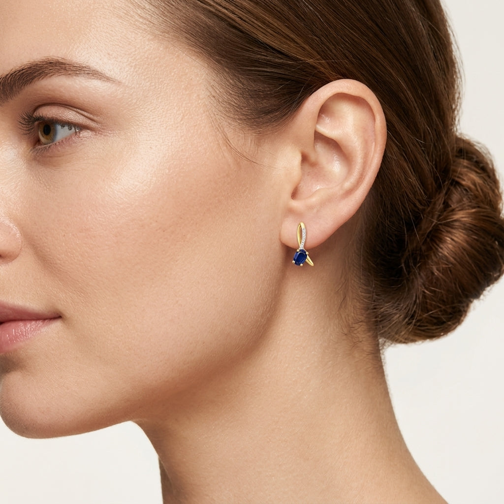 Opulent Sapphire Earring worn by model - Vicenza Miami