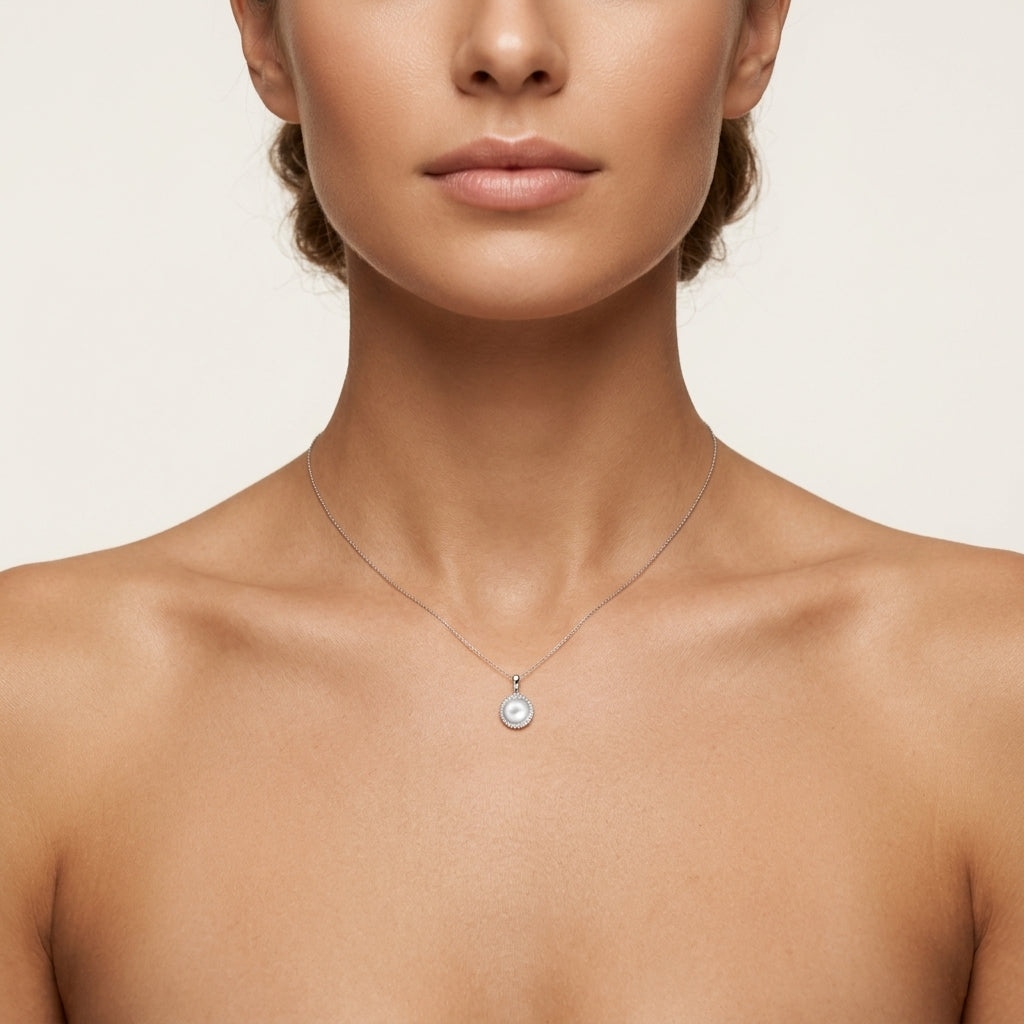 Eternal Diamond Pendant worn by model - Vicenza Miami