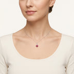 Legacy Diamond Pendant White Gold Ruby worn by model - Vicenza Miami