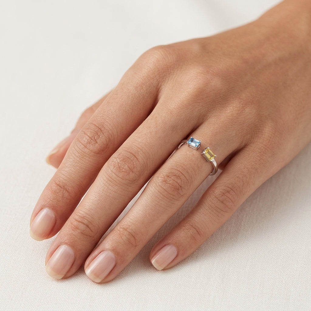 Semi precious & Citrine Ring worn by model - Vicenza Miami