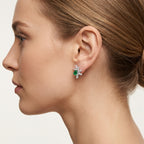 Classic Earring White Gold Diamond II worn by model - Vicenza Miami