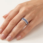 Regal Diamond Ring White Gold Sapphire worn by model - Vicenza Miami
