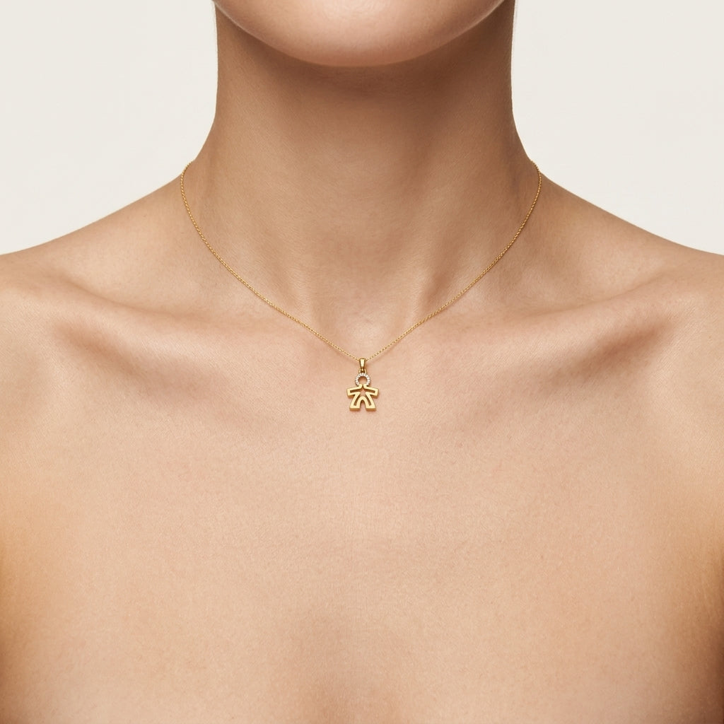 Boy With Handle Diamond Pendant worn by model - Vicenza Miami