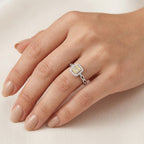 Gleaming Diamond Ring Yellow Gold Diamond worn by model - Vicenza Miami