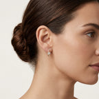 Baguette Diamond Cluster Huggie Hoop Earrings worn by model - Vicenza Miami