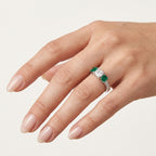 Exquisite Diamond Ring White Gold Emerald worn by model - Vicenza Miami