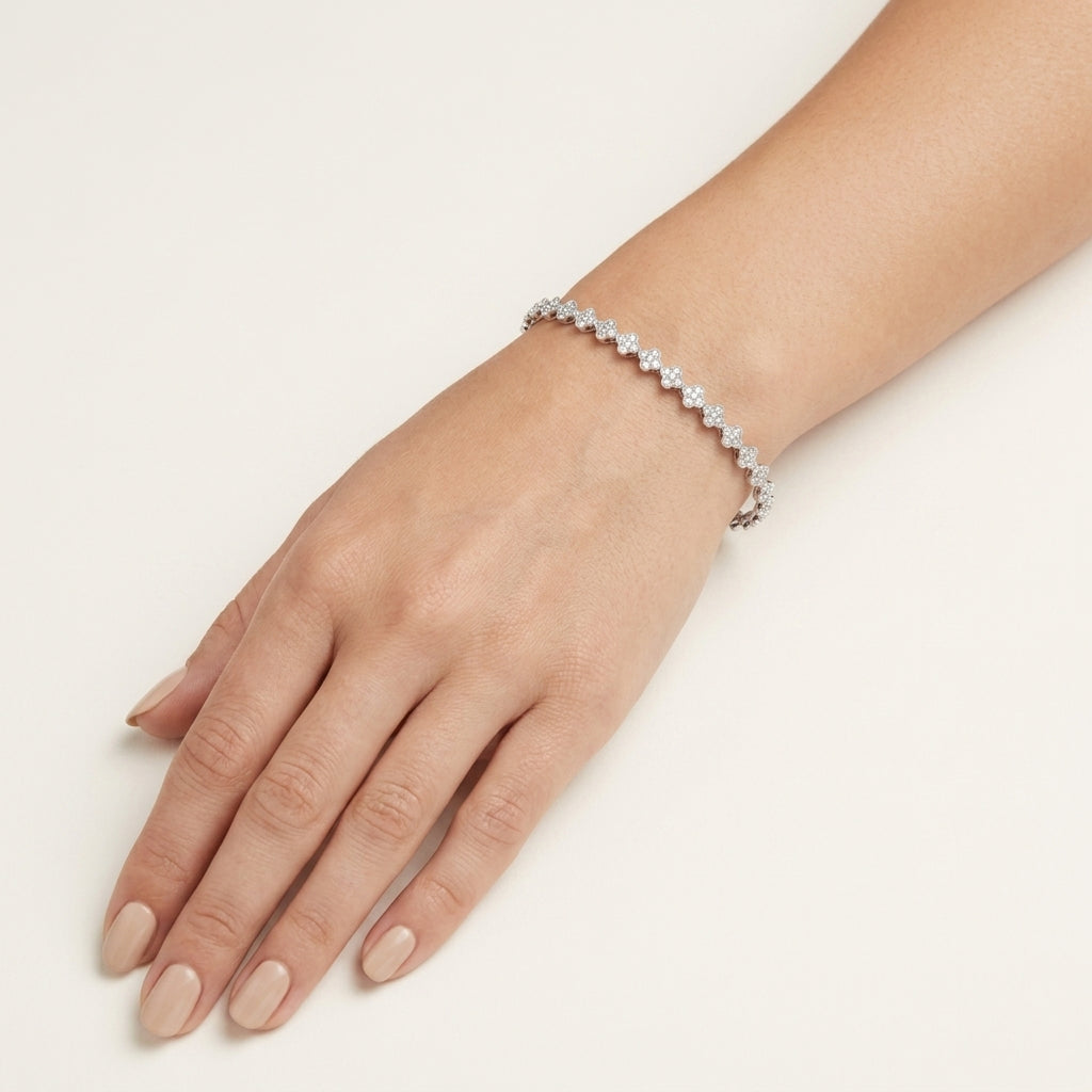 Embellished Diamond Bangle worn by model - Vicenza Miami