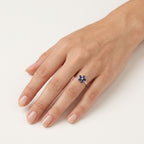 Exquisite Sapphire & Diamond Ring worn by model - Vicenza Miami
