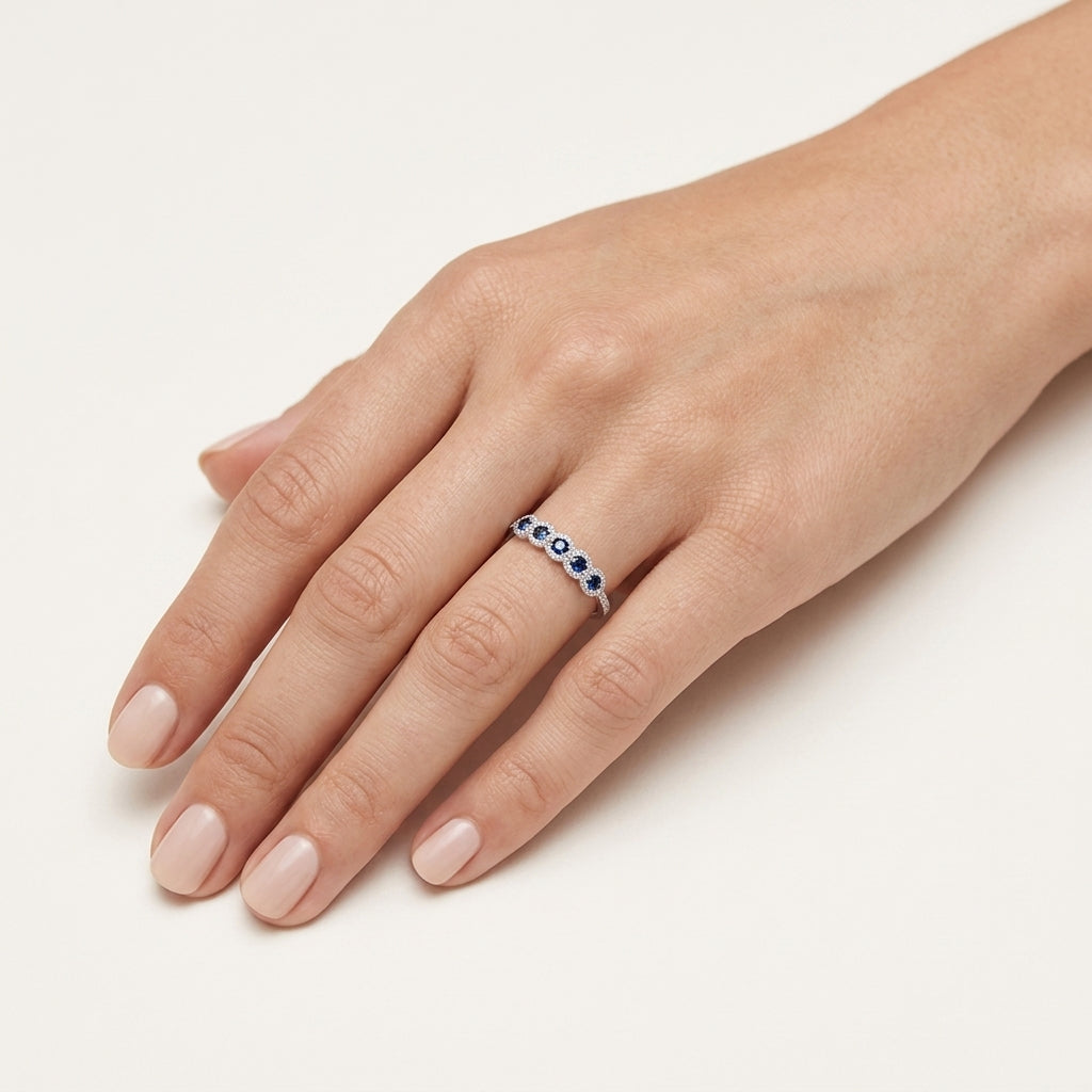 Premier Sapphire & Diamond Ring worn by model - Vicenza Miami