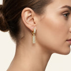 Brilliant Earring Yellow Gold Diamond worn by model - Vicenza Miami