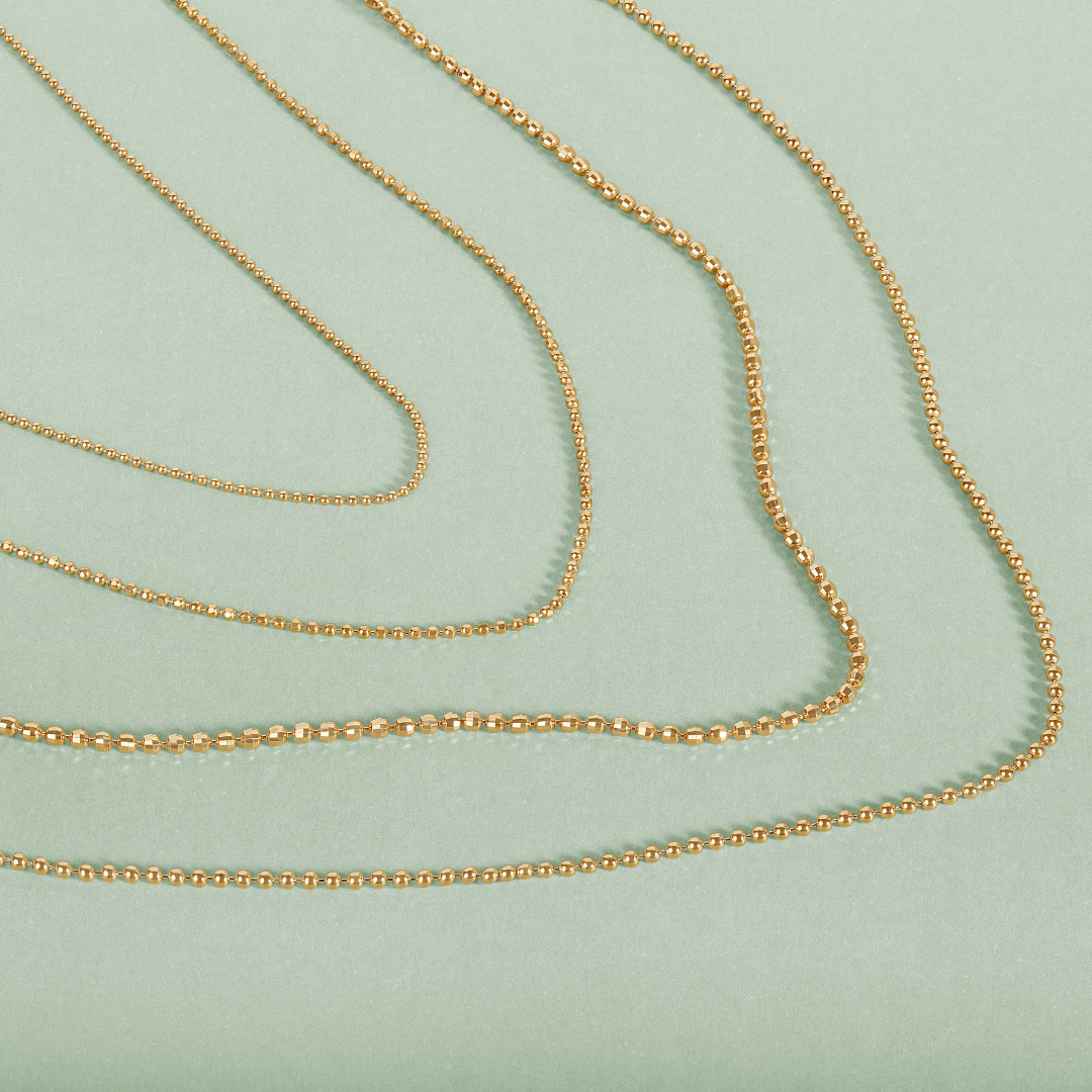 Diamond Coated Bead Chain Necklace 2.5mm