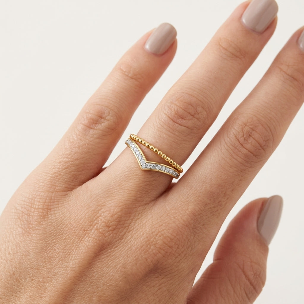 Imperial Diamond Ring Yellow Gold Diamond worn by model - Vicenza Miami