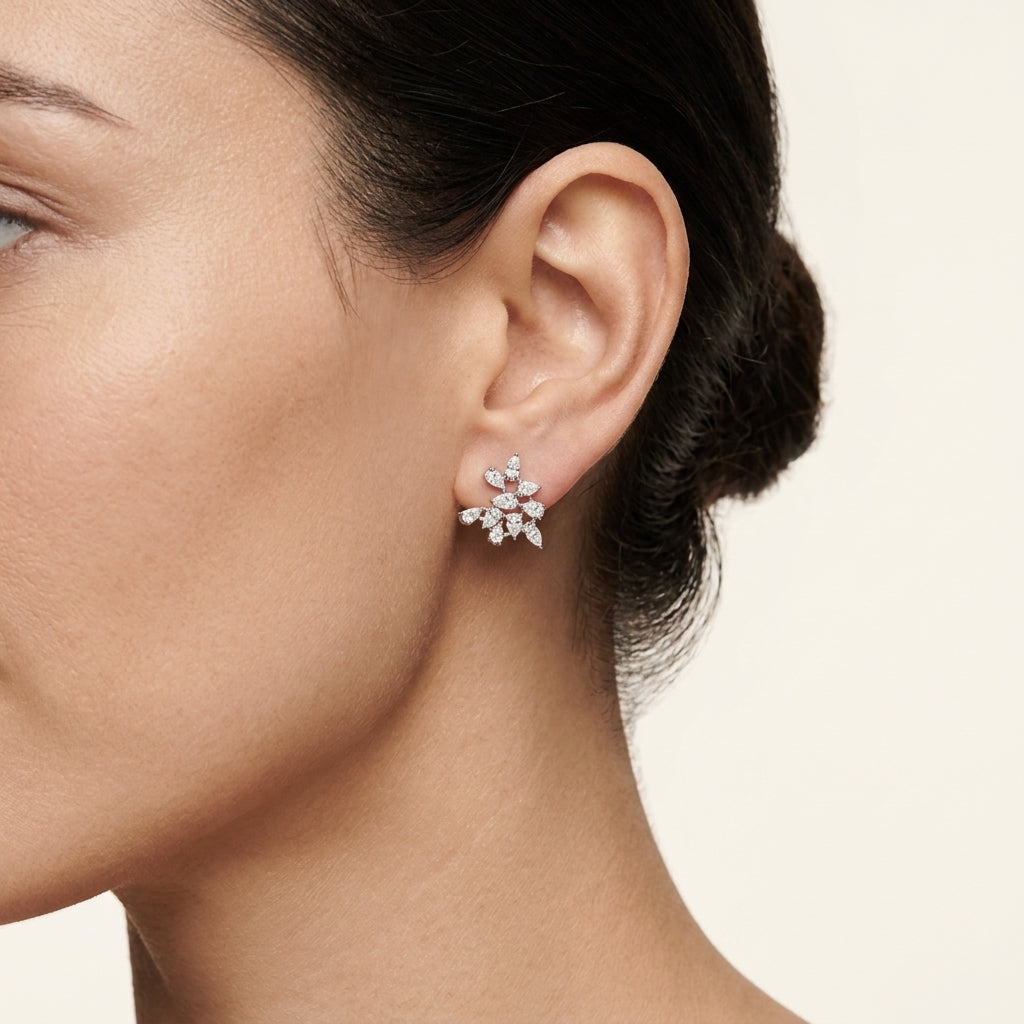 Stately Diamond Earring worn by model - Vicenza Miami