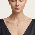 Stately Diamond Pendant White Gold Diamond II worn by model - Vicenza Miami