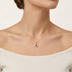 Heart Ruby & Diamond Pendant worn by model - Vicenza Miami