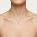 Refined Diamond Pendant White Gold Diamond worn by model - Vicenza Miami