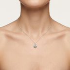 Petite Love Knot Diamond Pendant worn by model - Vicenza Miami