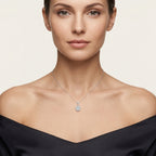 Grand Diamond Pendant White Gold Diamond I worn by model - Vicenza Miami