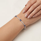 Classic Diamond & Sapphire Bracelet worn by model - Vicenza Miami