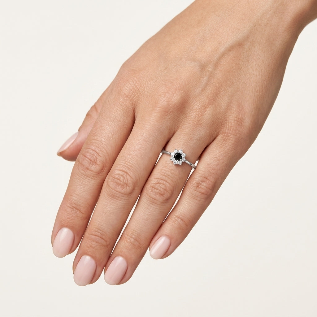 Exquisite Diamond Ring White Gold Diamond II worn by model - Vicenza Miami