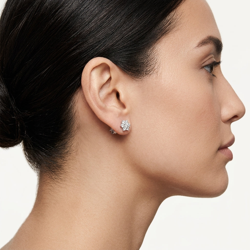 Luxe Diamond Earring worn by model - Vicenza Miami