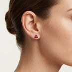 Trio Studs Ruby Earring worn by model - Vicenza Miami