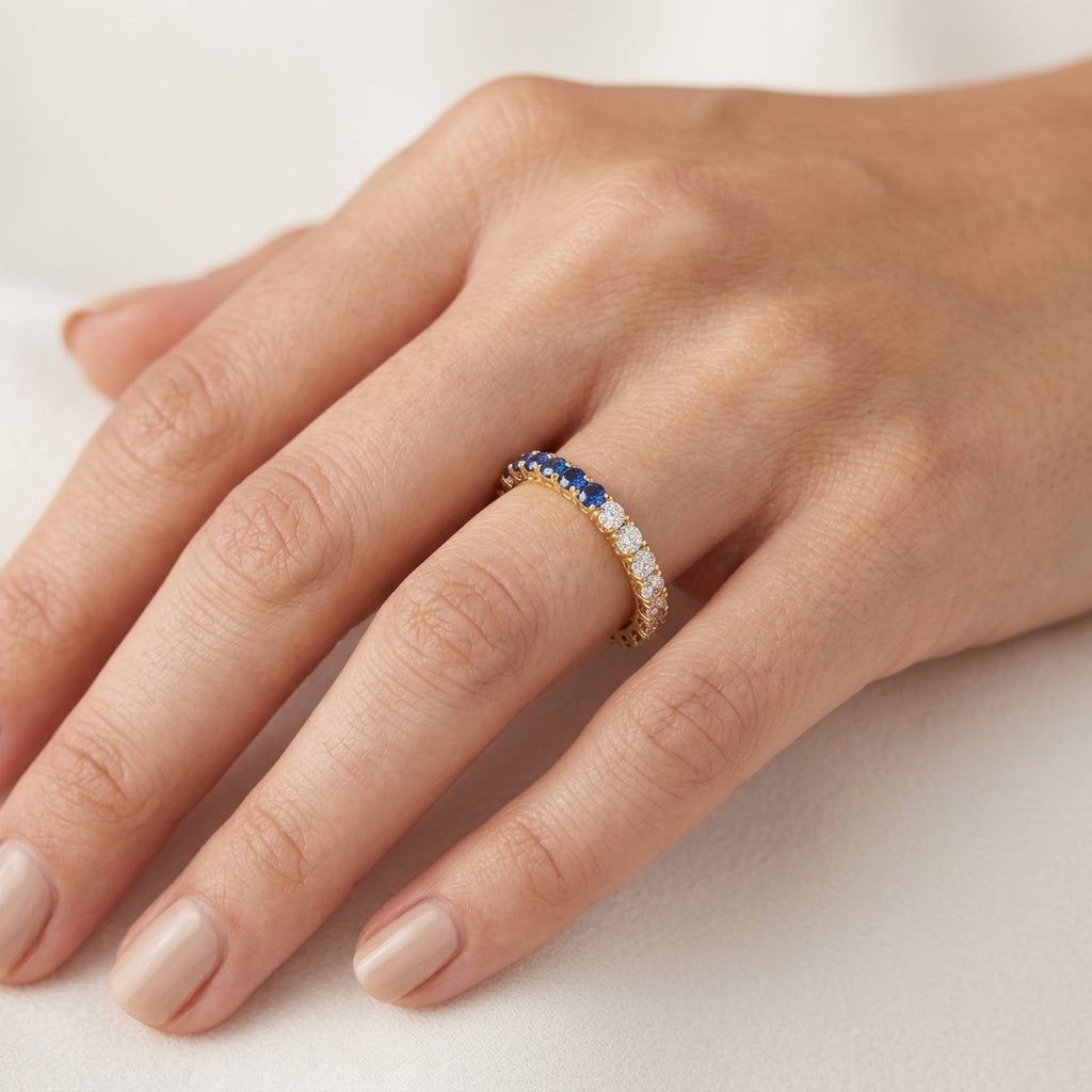 Gleaming Ruby & Diamond Ring worn by model - Vicenza Miami