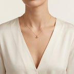 Essence Eye Sapphire & Diamond Pendant worn by model - Vicenza Miami