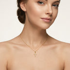 Classic Cross Diamond Pendant worn by model - Vicenza Miami