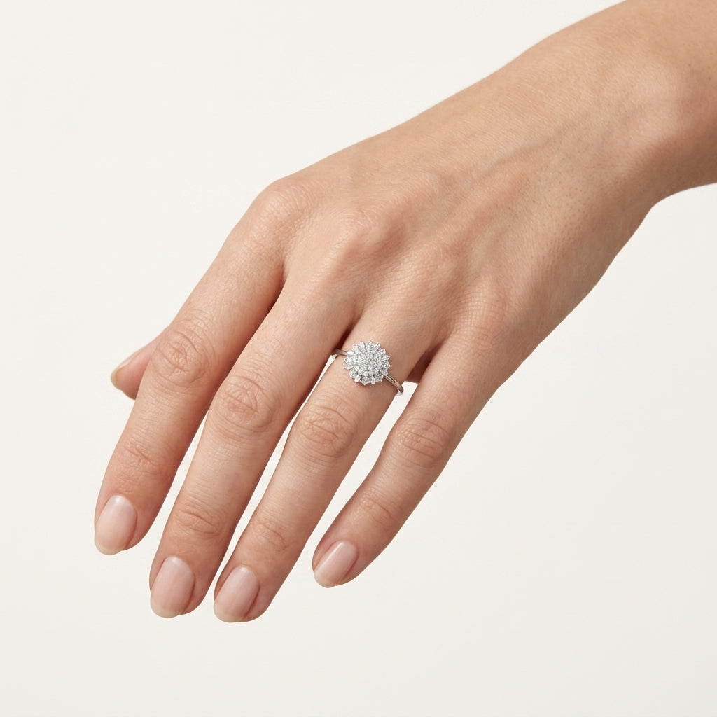 Lavish Diamond Ring White Gold Diamond II worn by model - Vicenza Miami