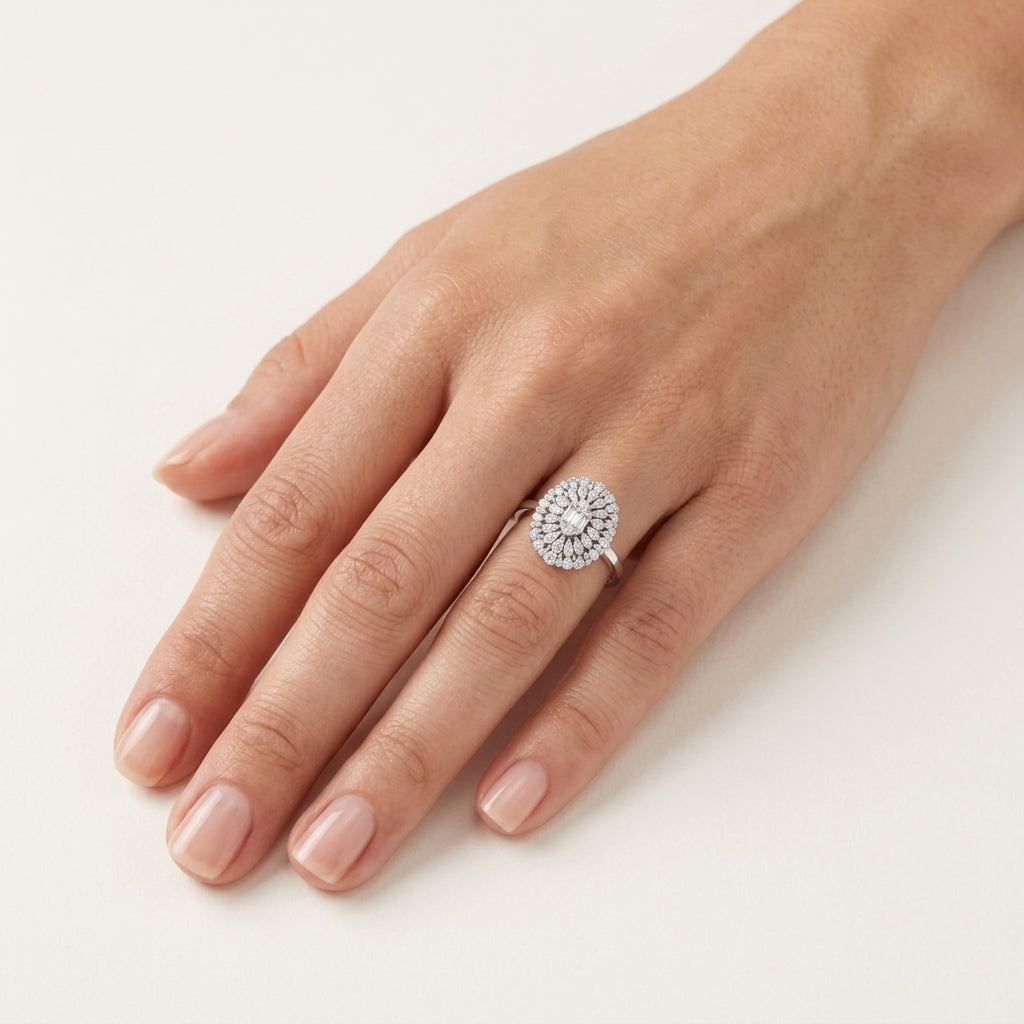 Signature Diamond Ring White Gold Diamond I worn by model - Vicenza Miami