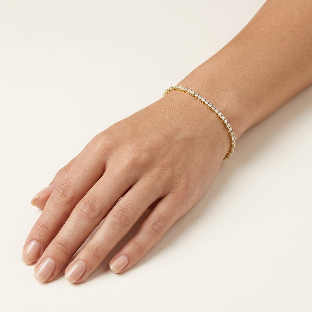 Petite Diamond Tennis Bracelet worn by model - Vicenza Miami