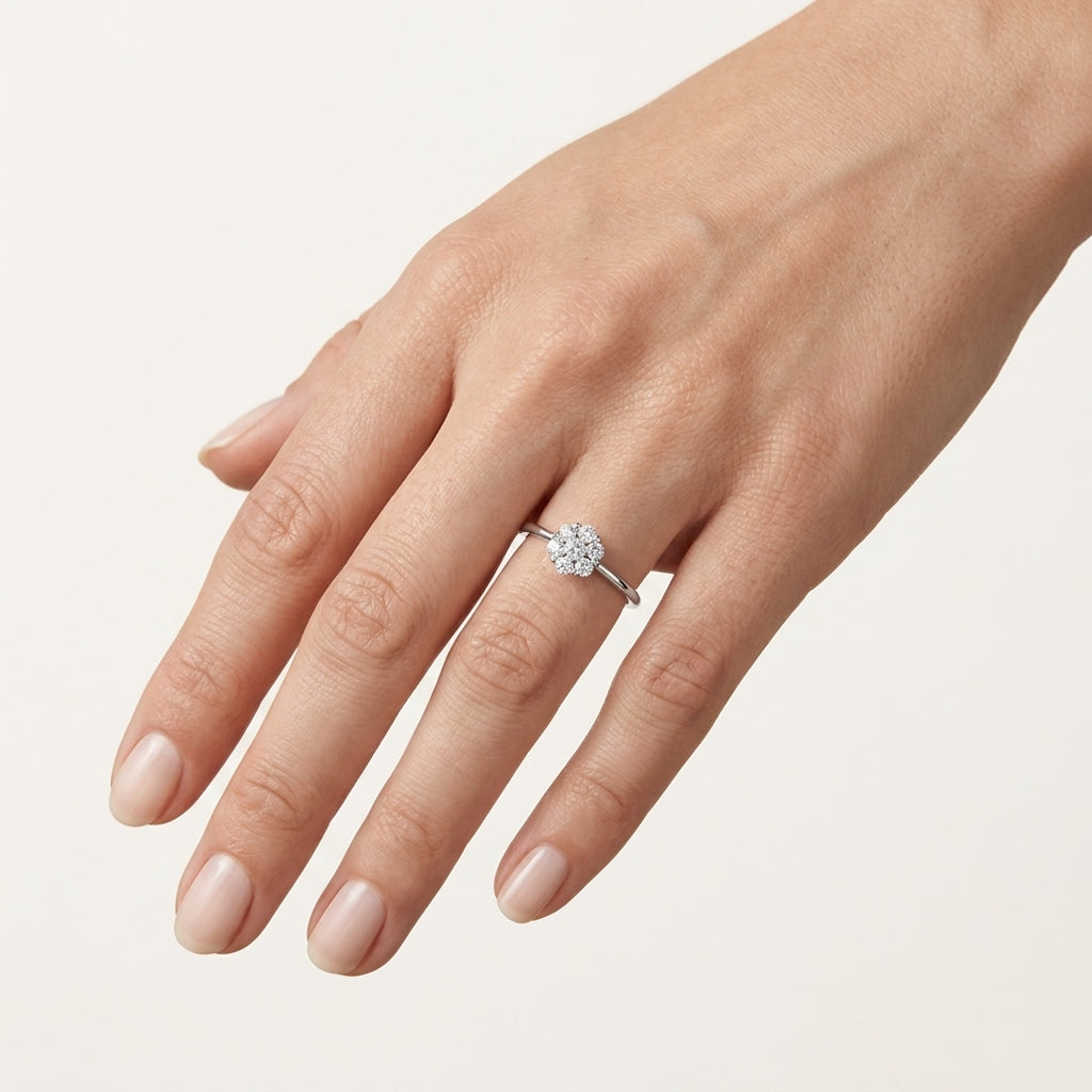 Majestic Diamond Ring White Gold Diamond III worn by model - Vicenza Miami