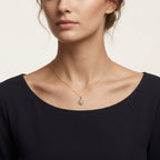 Stately Diamond Pendant Rose Gold Diamond worn by model - Vicenza Miami