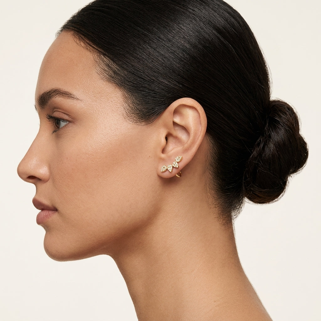 Pristine Open Hoop Diamond Earring worn by model - Vicenza Miami