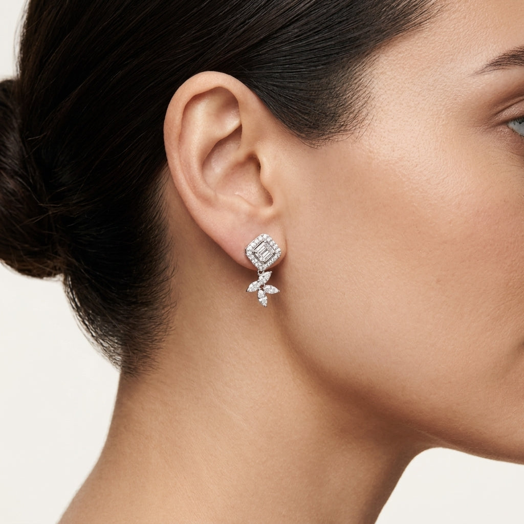 Regal Diamond Earring worn by model - Vicenza Miami
