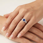 Iconic Diamond & Sapphire Ring worn by model - Vicenza Miami