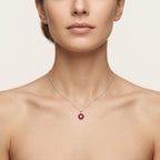 Brilliant Diamond Pendant White Gold Ruby worn by model - Vicenza Miami