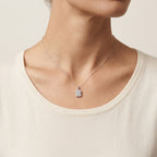 Precious Diamond Pendant White Gold Diamond worn by model - Vicenza Miami