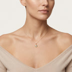 Evil Eye Sapphire Diamond Milgrain Pendant worn by model - Vicenza Miami