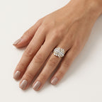 Opulent Two-Tone Diamond Ring worn by model - Vicenza Miami