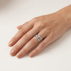 Classic Diamond Crossover Multi-Band Ring worn by model - Vicenza Miami