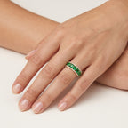 Iconic Diamond & Emerald Ring worn by model - Vicenza Miami