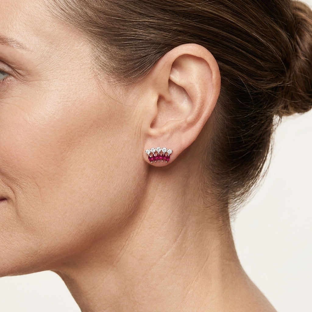 Pristine Earring White Gold Diamond II worn by model - Vicenza Miami