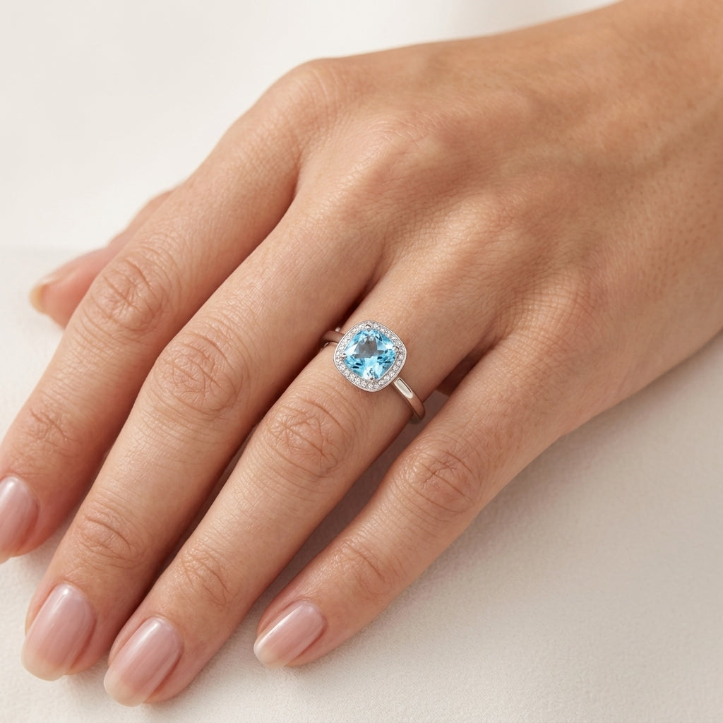 Adorned Diamond & Semi precious Ring worn by model - Vicenza Miami